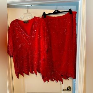 Two piece sequined evening dress